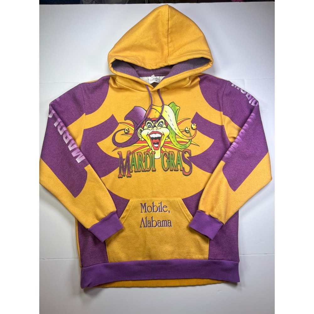 Cameron's Gear Mardi Gras Hoodie Mens XL Purple Gold Mobile Alabama Jester 00